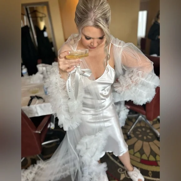 Sheer Ruffled Bridal Robe - Picture 1 of 3